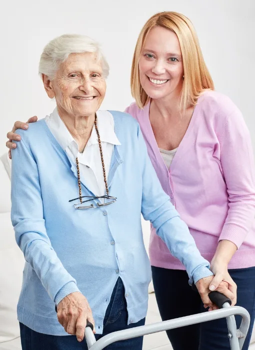 a young women taking care of senior