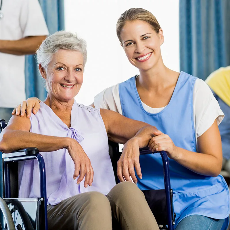 staff with a senior patient